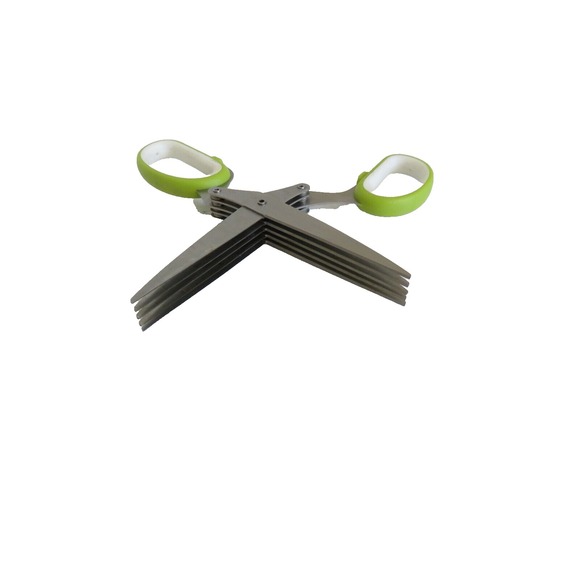 Crate & Barrel Herb Scissors 5 Blade Stainless Steel w/Cover Green‎ - Picture 7 of 9